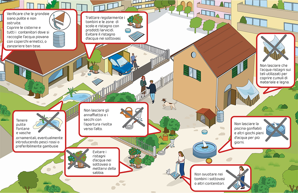 Infografica Zapi Garden: i comportamenti preventivi consigliati contro le zanzare in casa e in giardino